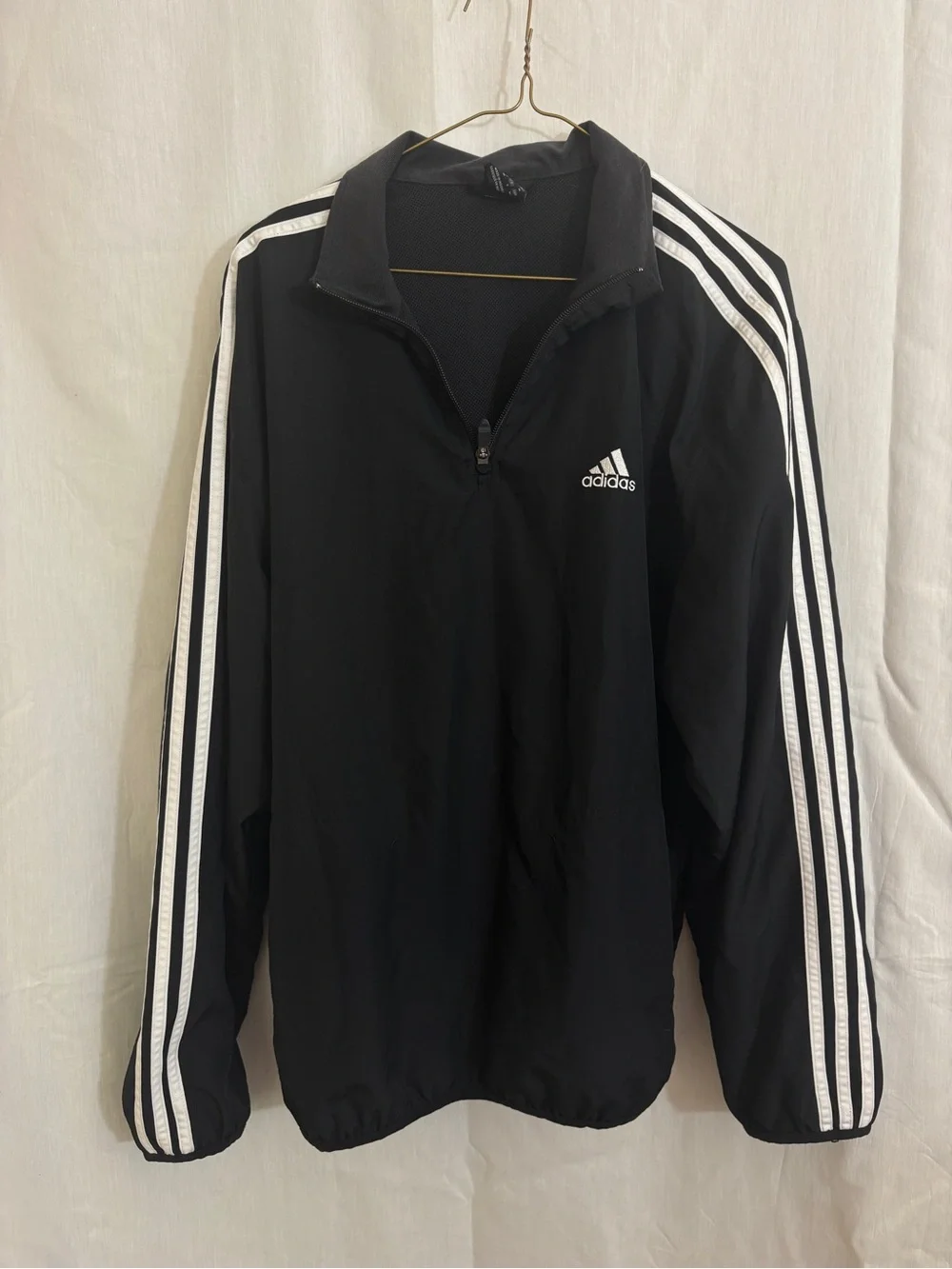 Adidas 3-Stripes Half-Zip Windbreaker Pullover Size M Black White